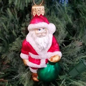 3" Glass Santa Claus ornament - Brightly colored with glitter accents